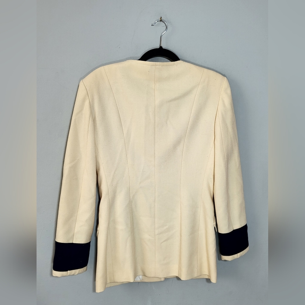 FENDI Vintage Blazer Size M* Woold Blend Patch Pockets Designer Tailor Fit Ivory - Picture 13 of 16